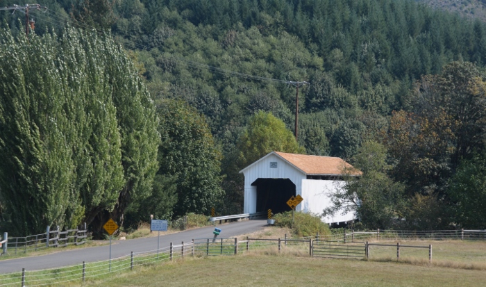Nelson Mtn Bridge, white bridge, in distance